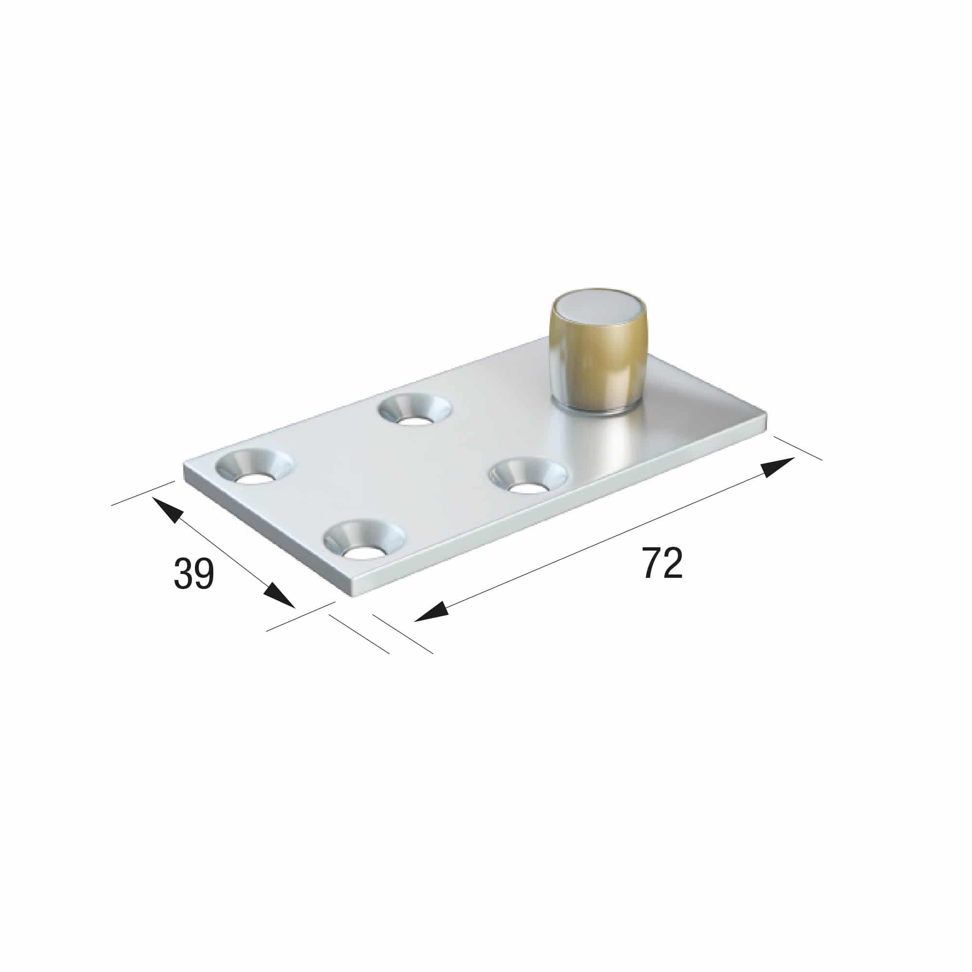 Series 20 14mm Diameter Bottom Guide Roller, Offset On Flat Steel Plate