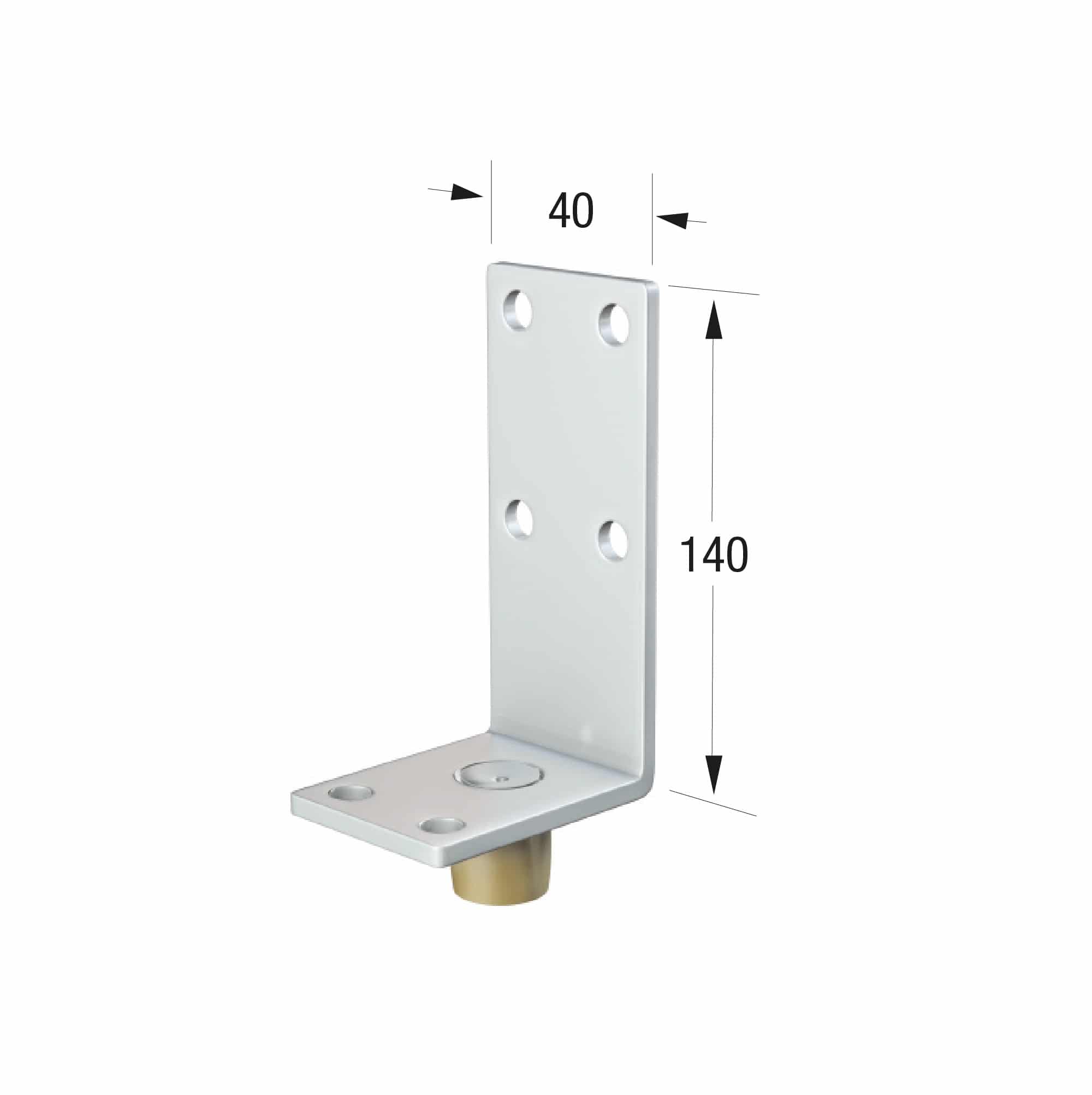 Series 20 14mm Diameter Brass Bottom Guide Roller, On Angled Steel Plate