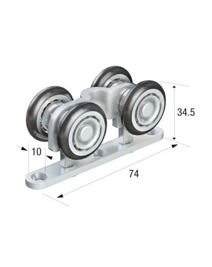 Series 20 Single Axle Nylon Wheel Hanger With Nylon Fixing Loop, 25kg capacity
