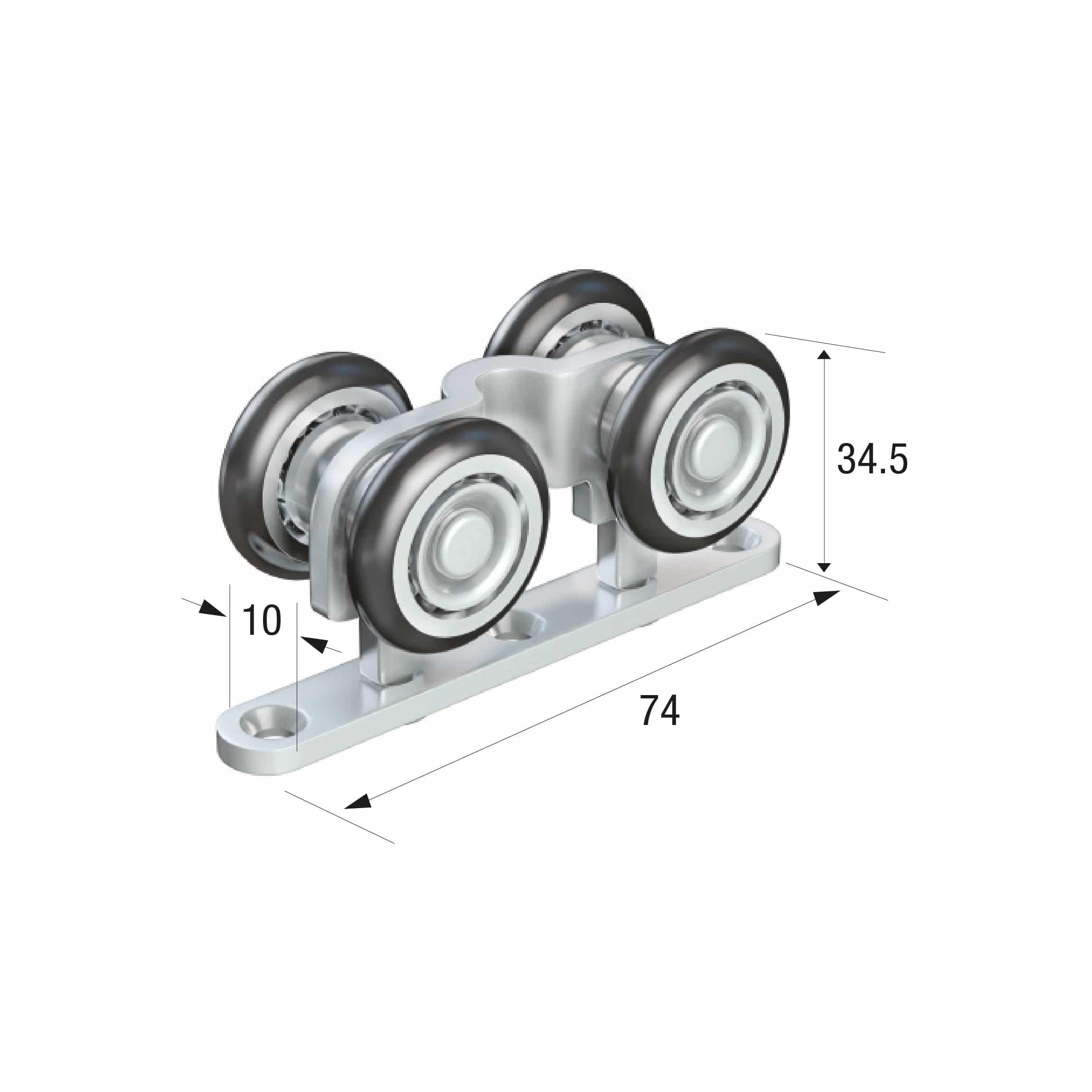 Series 20 Single Axle Nylon Wheel Hanger With Nylon Fixing Loop, 25kg capacity