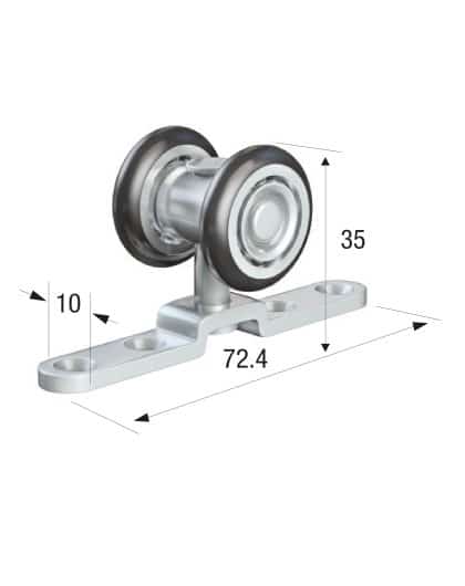 Series 20 Single Axle Rotating Nylon Wheel Hanger With Top Mounting Plate, 33Kg Capacity