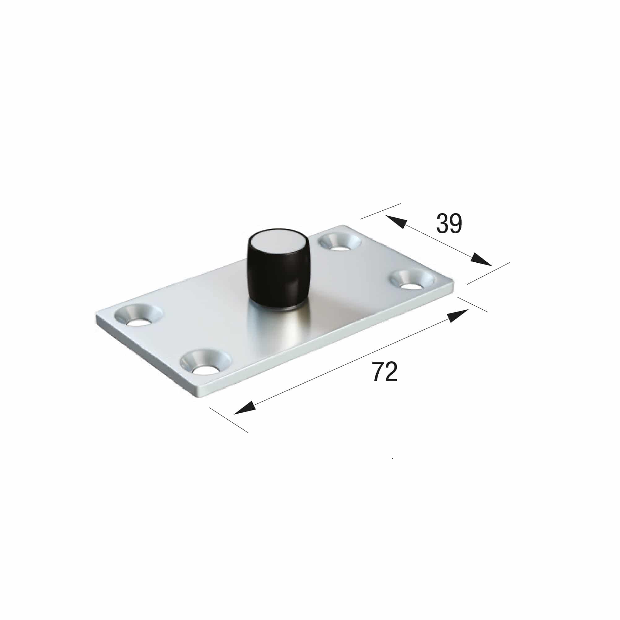 Series 20 14mm Diameter Nylon Bottom Guide Roller, On Flat Steel Plate