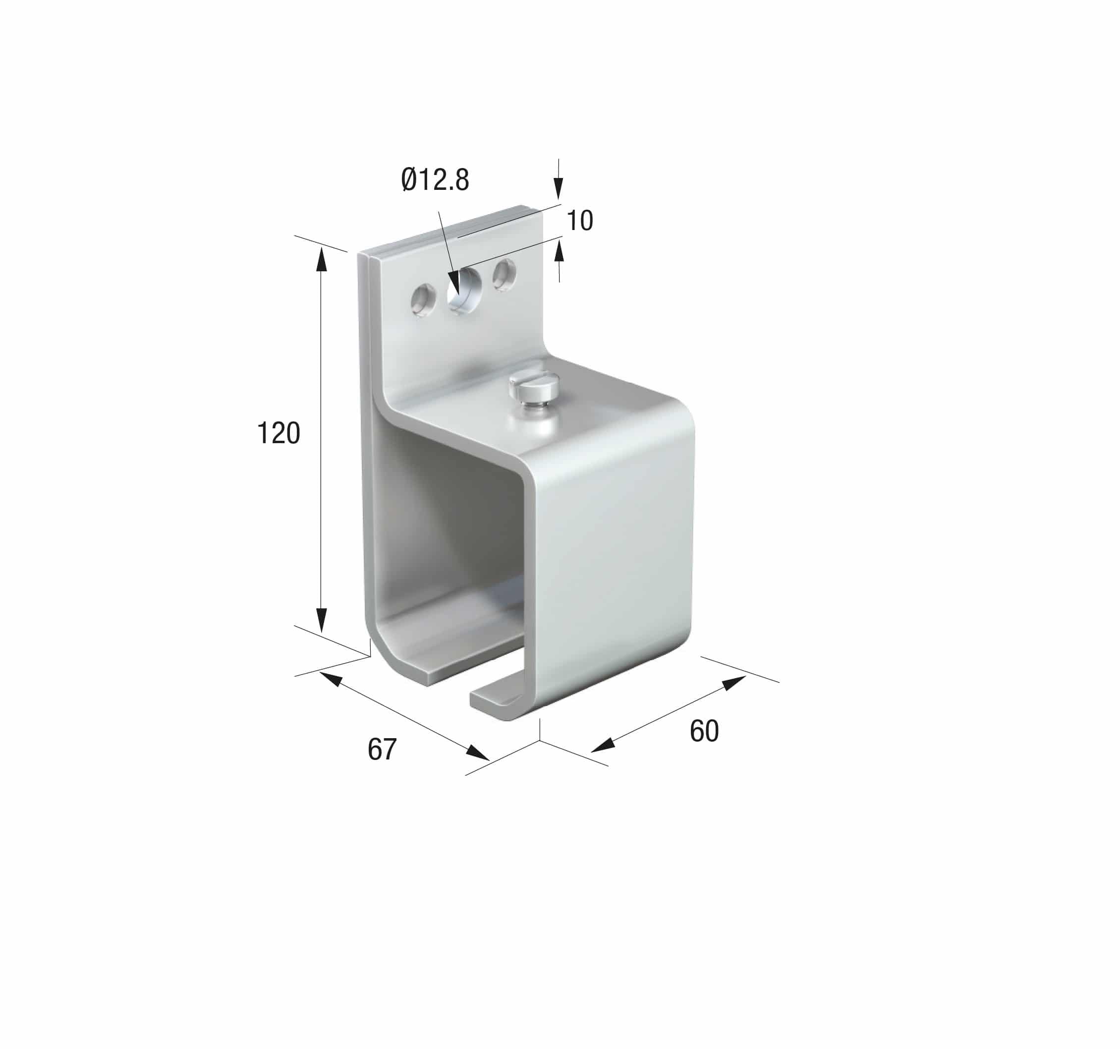 Series 250 Face Fixing Track Support Bracket For Galvanized Steel Top Track