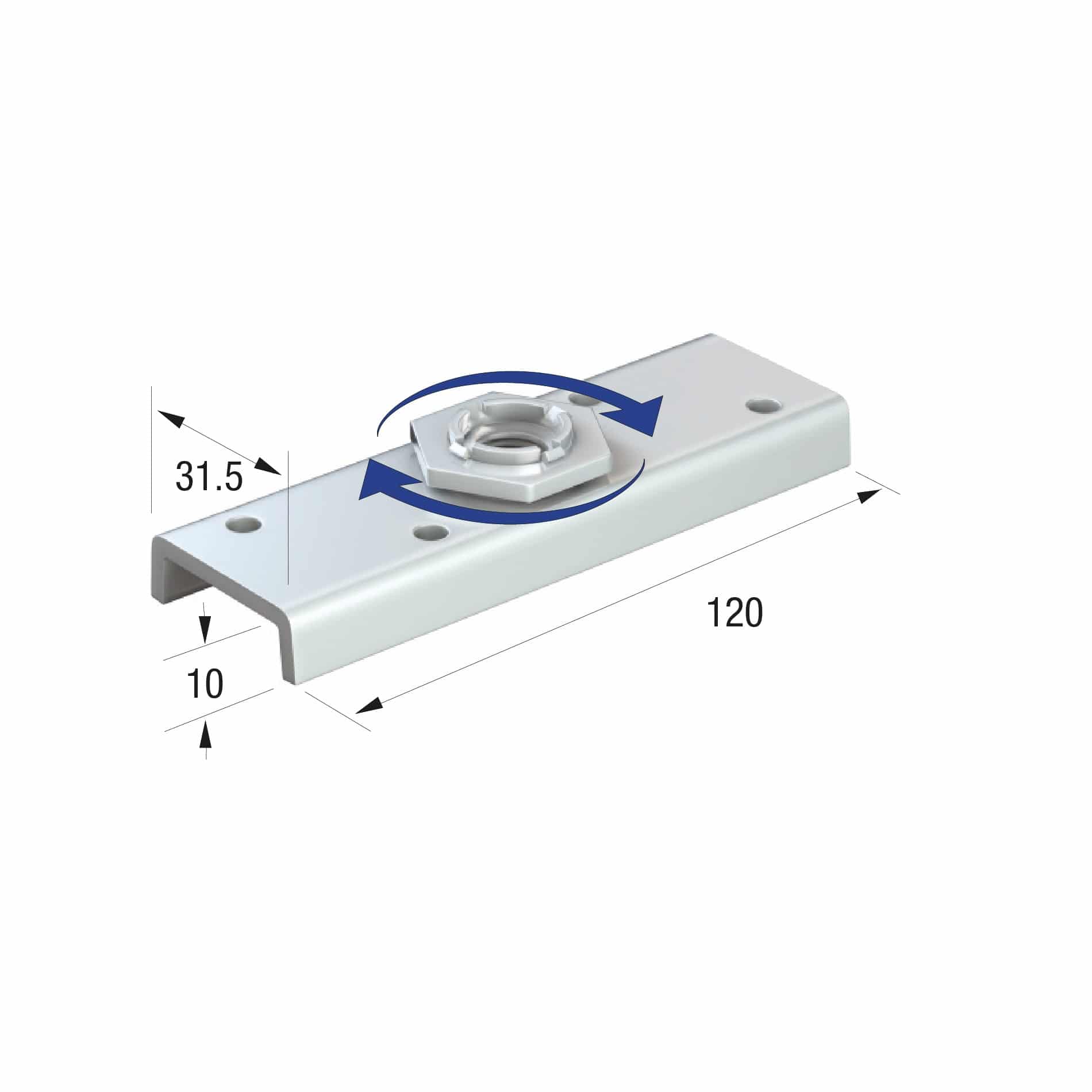 Series 50 Rotating Steel Suspension Plate, M12 Thread