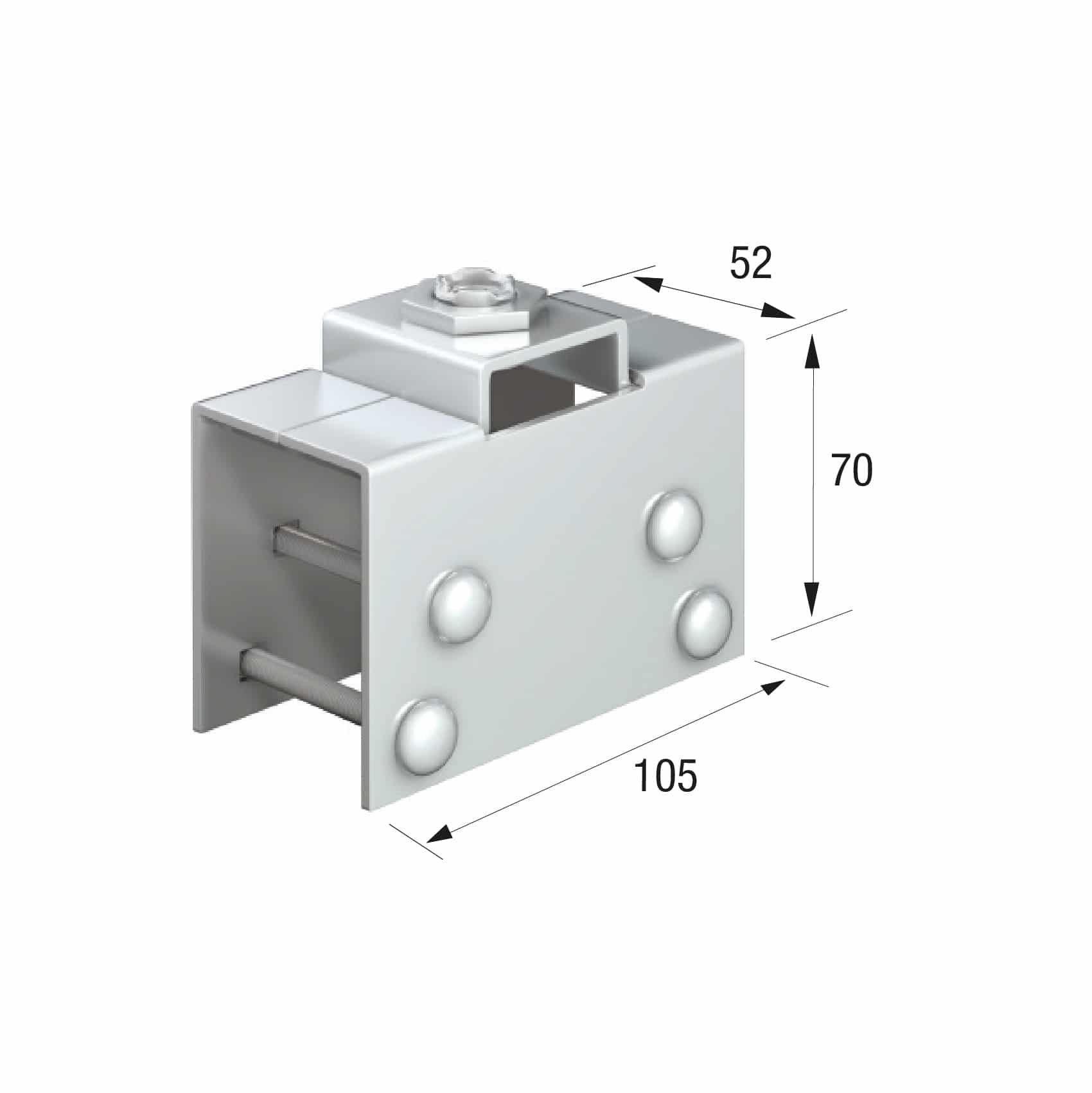 Series 50 Rotating Steel Suspension Plate With Door Clamp, M12 Thread