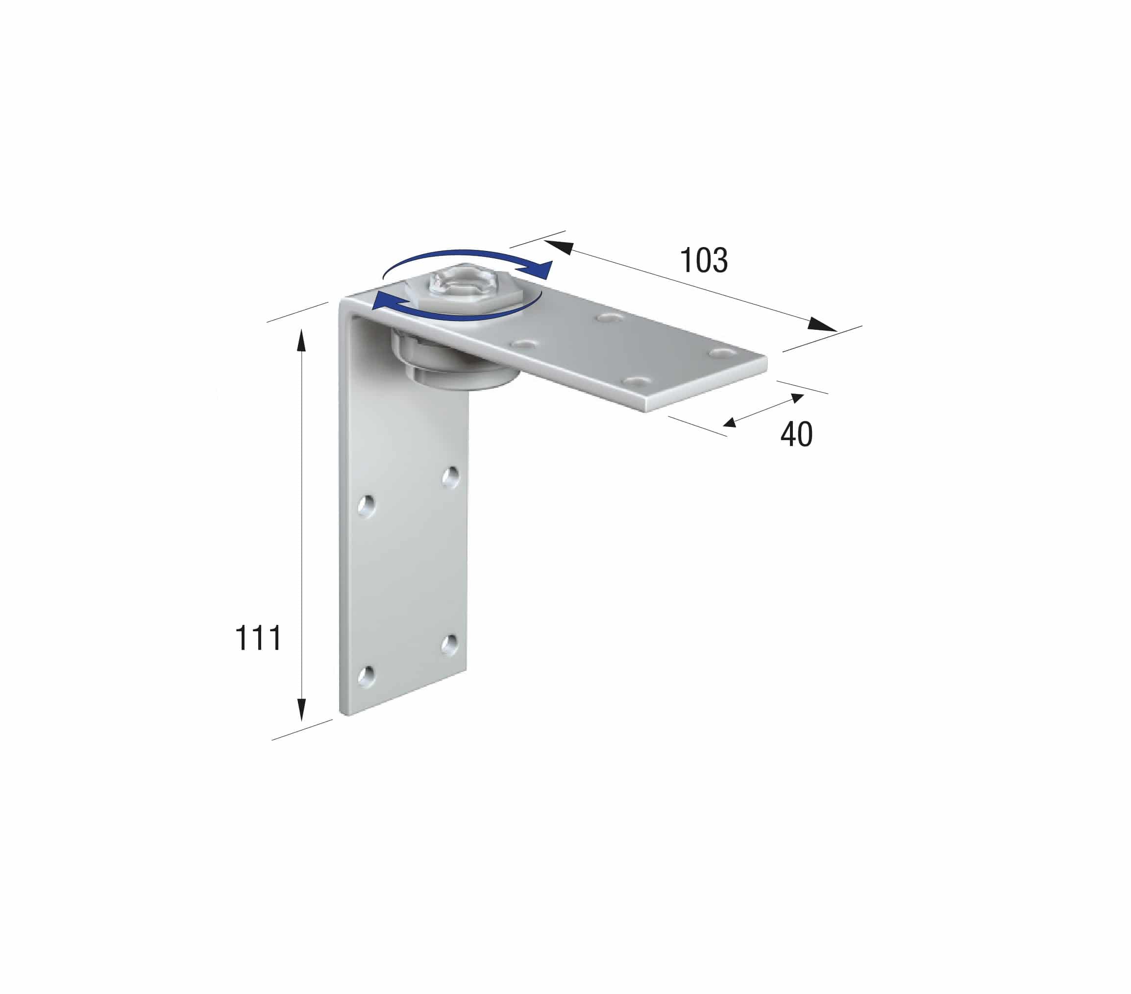 Series 50 Angled Rotating Steel Suspension Plate, M12 Thread
