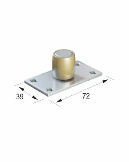 Series 50 20mm Diameter Brass Bottom Guide Roller, On Flat Steel Plate