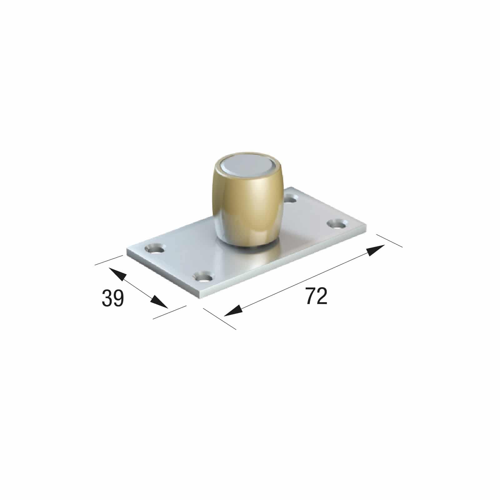 Series 50 20mm Diameter Brass Bottom Guide Roller, On Flat Steel Plate