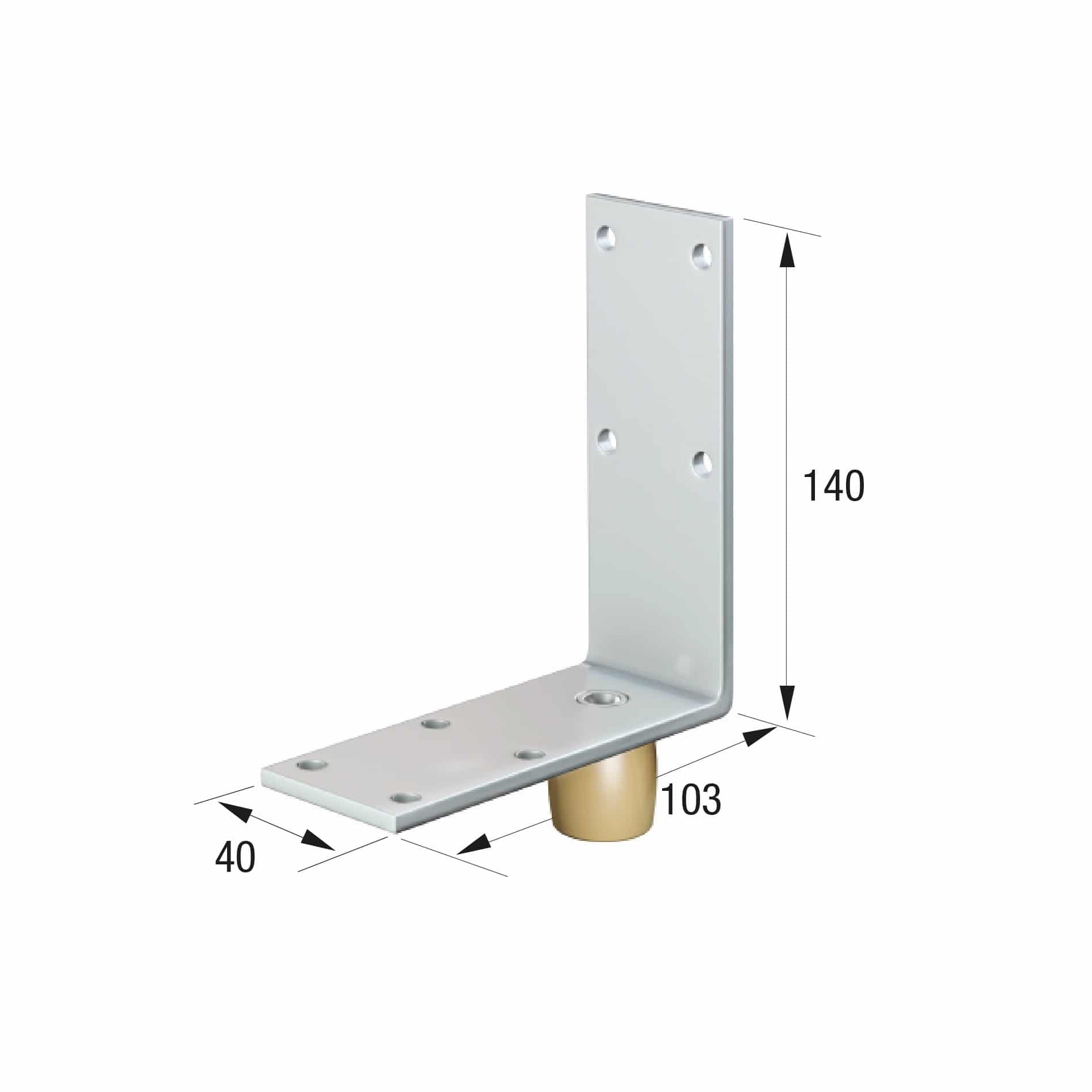 Series 50 20mm Diameter Brass Bottom Guide Roller, On Angled Steel Plate