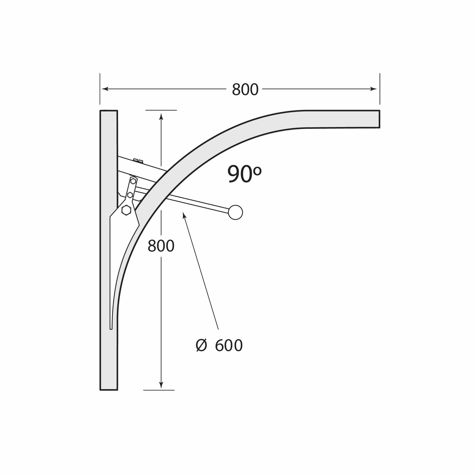 Multirail Track Switch, One Direction 90° RH