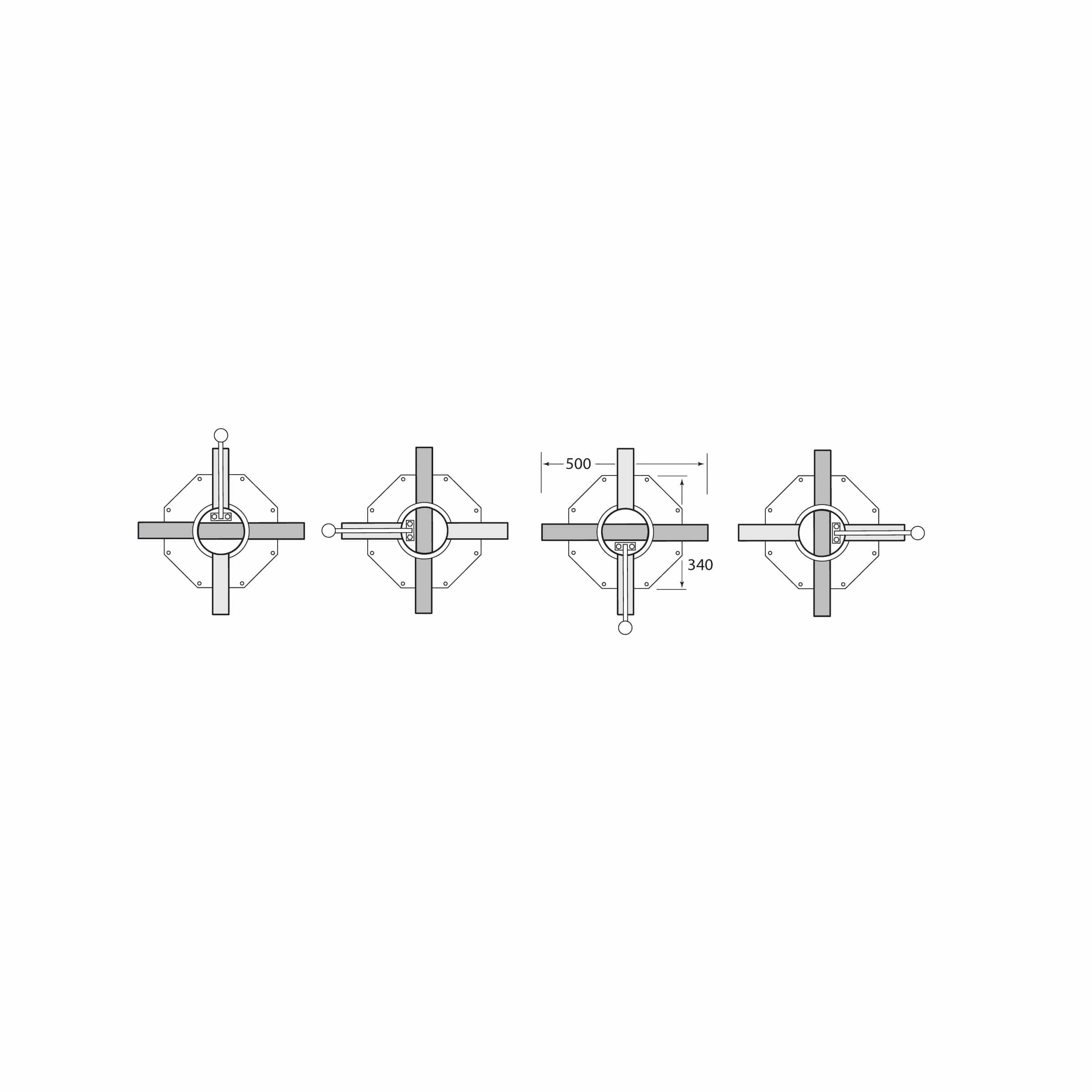 Multirail Four Direction Turntable For Four wheel Hangers