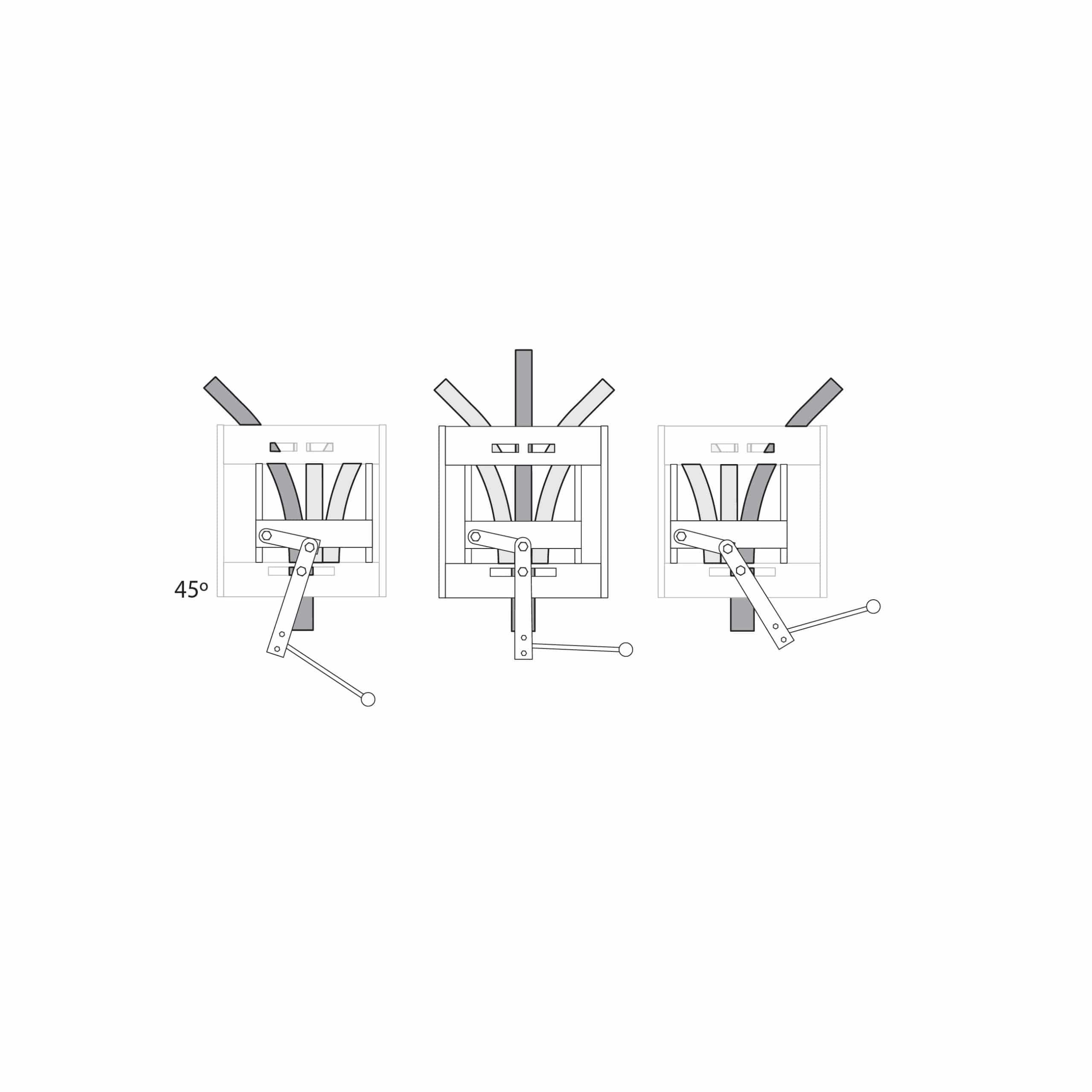Multirail Track Switch, Parallel Three Direction Spit 45° + 0° + 45°
