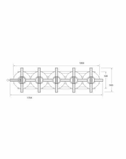 Multirail Set Of Five Four Direction Turntables For Four wheel Hangers