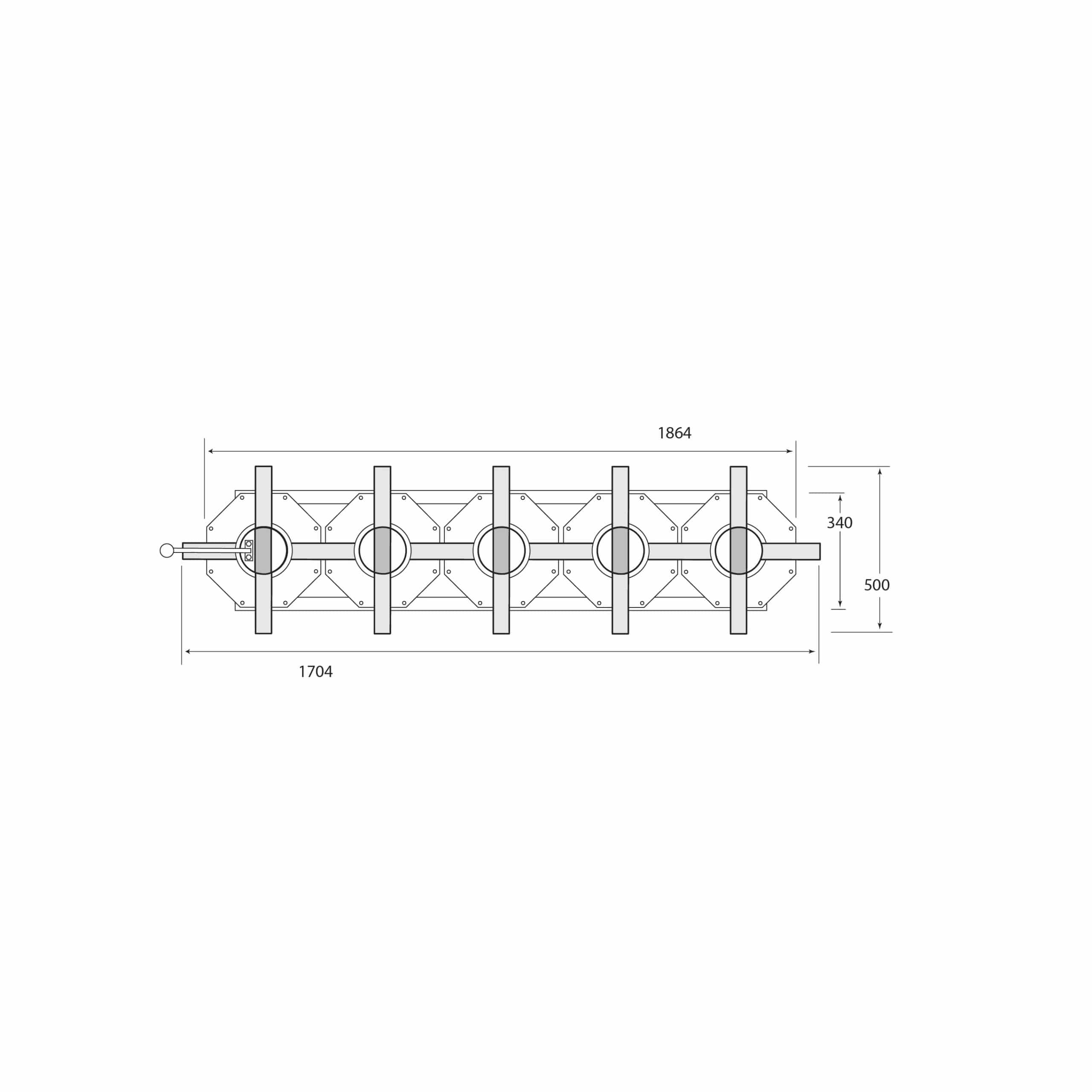 Multirail Set Of Five Four Direction Turntables For Four wheel Hangers
