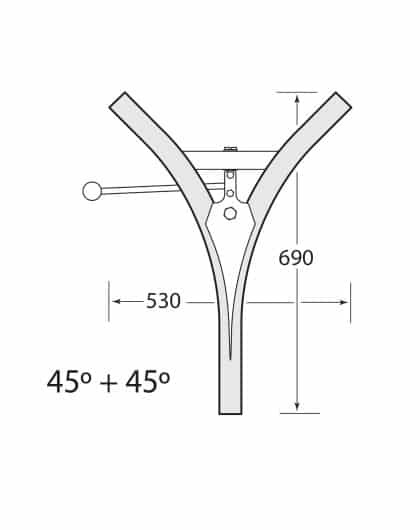 Multirail Track Switch, Two Direction Spit 45° + 45°