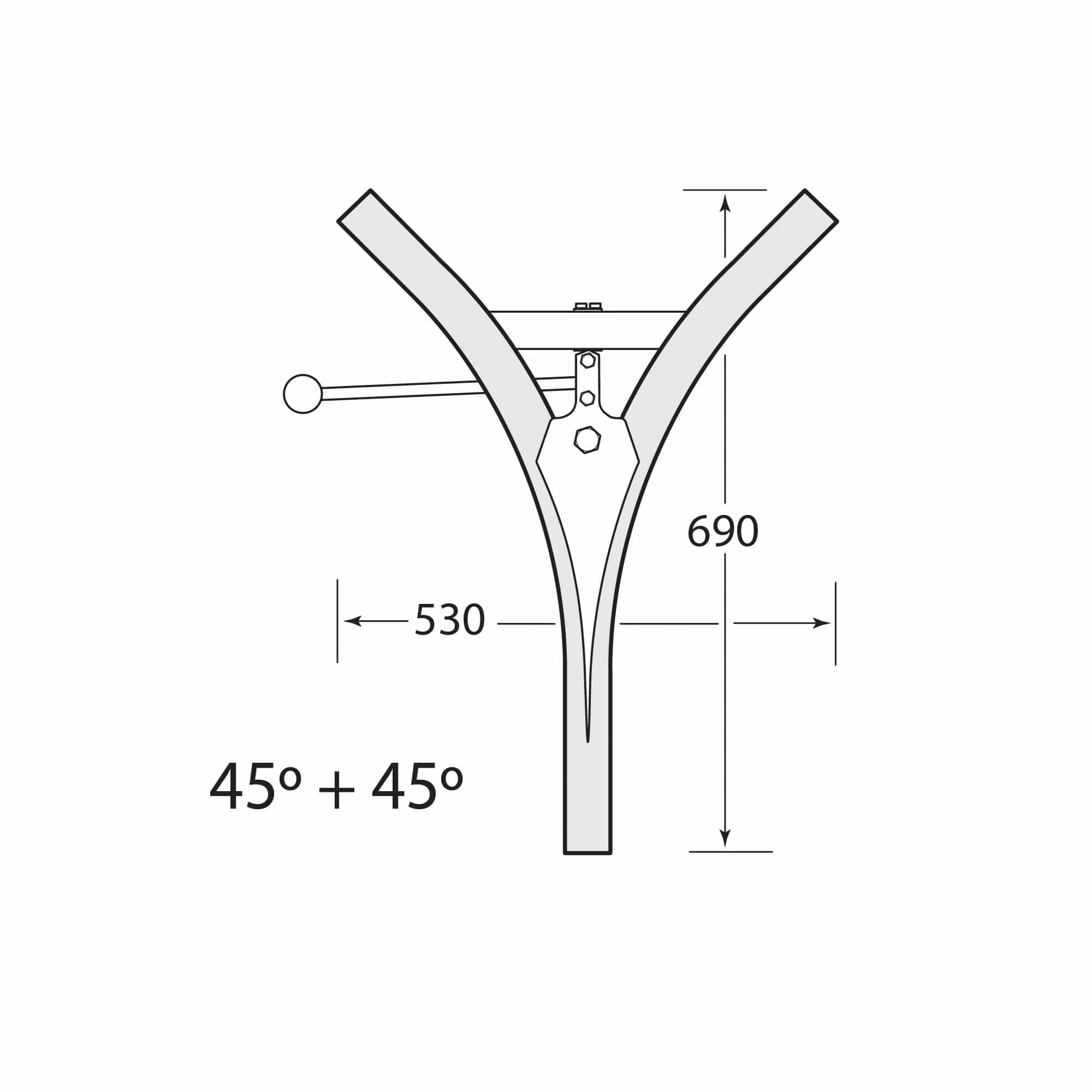 Multirail Track Switch, Two Direction Spit 45° + 45°