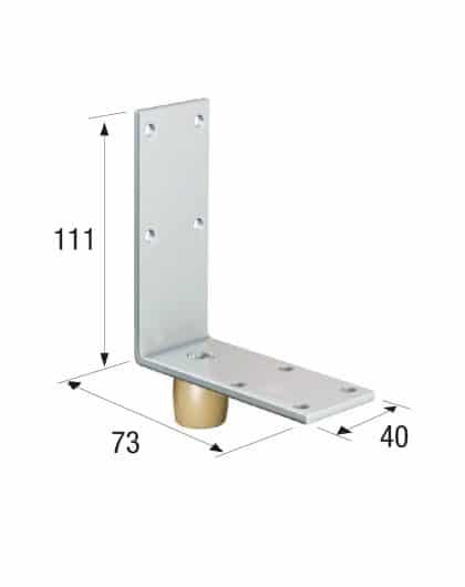 Series 250 25mm Diameter Brass Bottom Guide Roller, On Angled Steel Plate