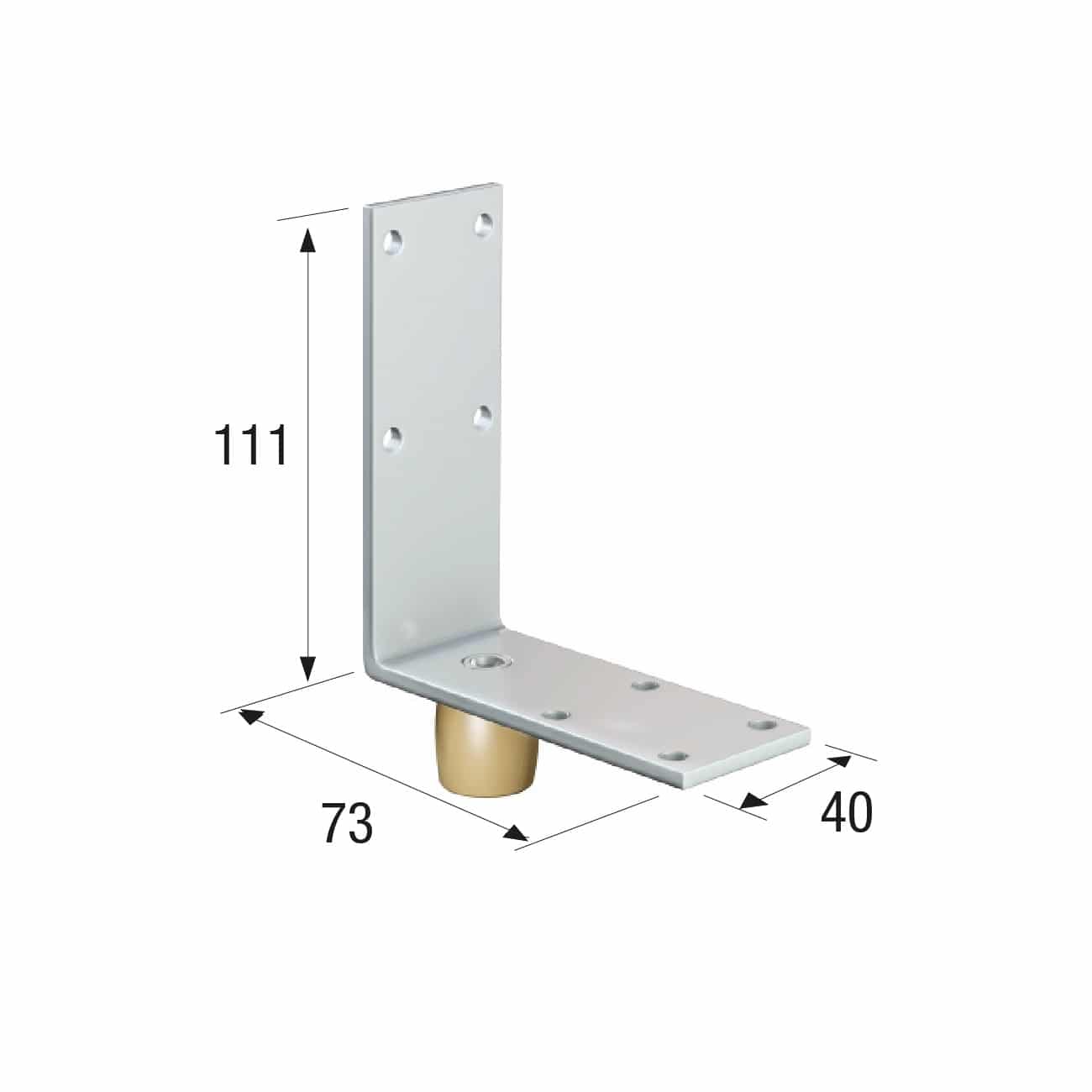 Series 250 25mm Diameter Brass Bottom Guide Roller, On Angled Steel Plate