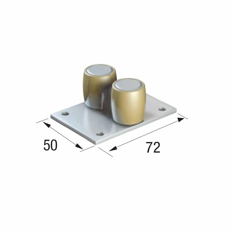 Series 250 25mm Diameter Double Brass Bottom Guide Roller, On Flat Steel Plate