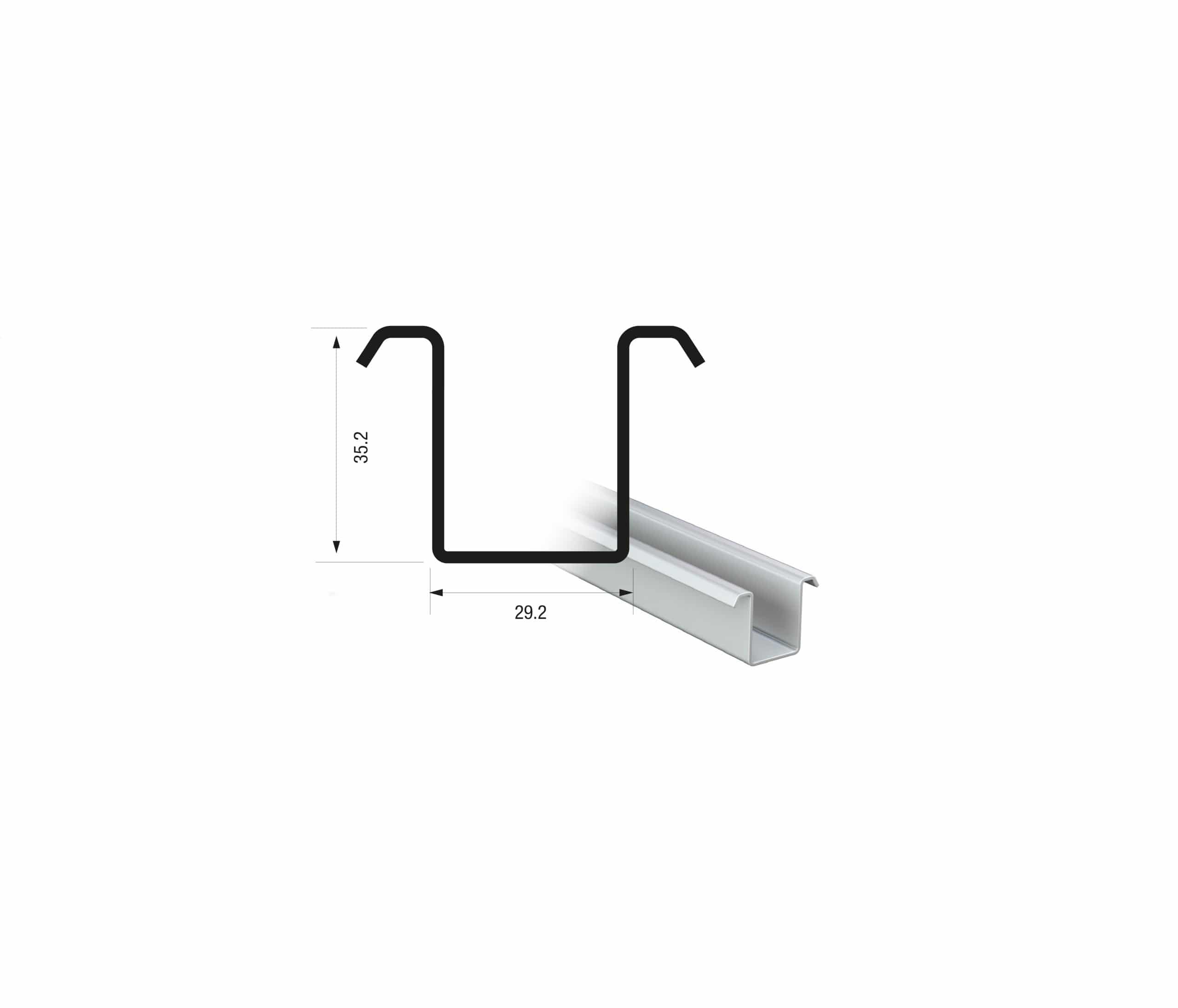 Series 250 2m Galvanised Steel Bottom Guide Channel