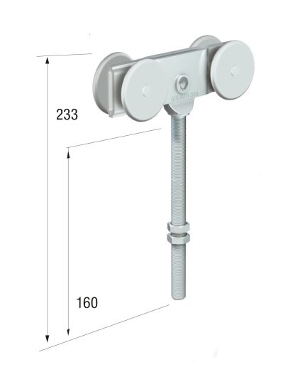 Series 70 Double Axle Steel Wheel Hanger, M16 x 160mm Pin, 300Kg Capacity