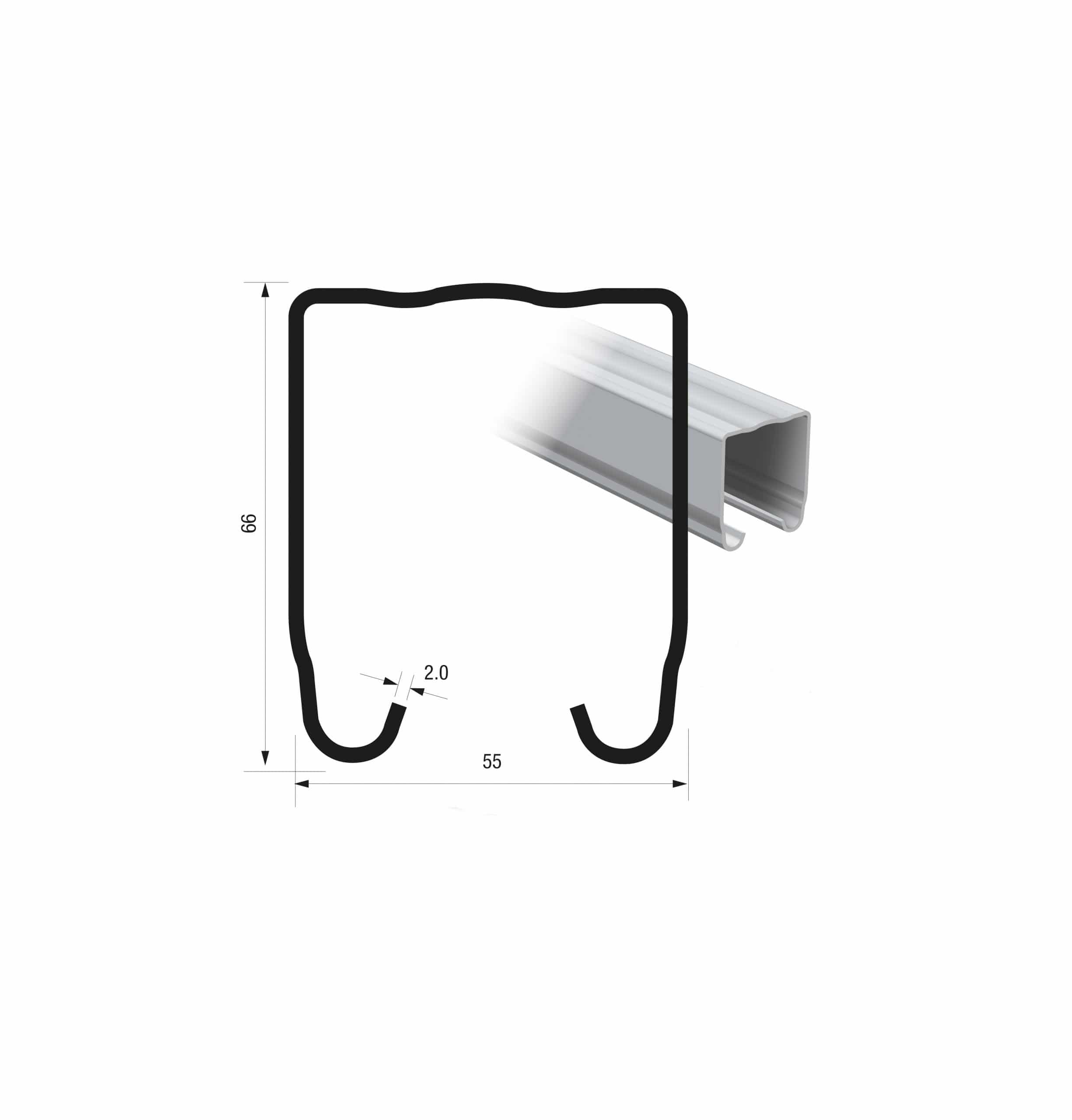 Series 70 2m Galvanized Steel Top Track