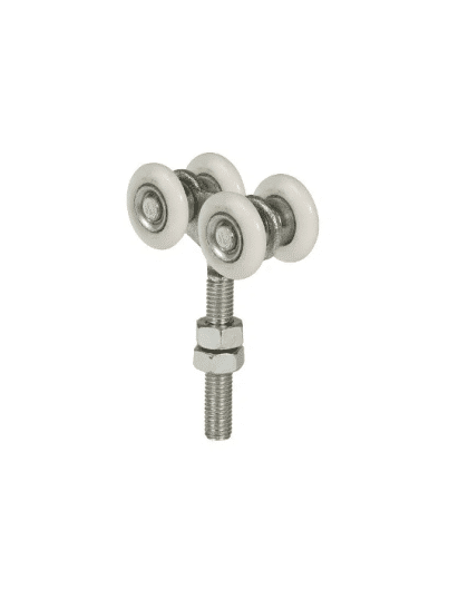 Series 20 Double Axle Delrin Steel Wheel Hanger, M8 x 46mm Pin, 35Kg Capacity