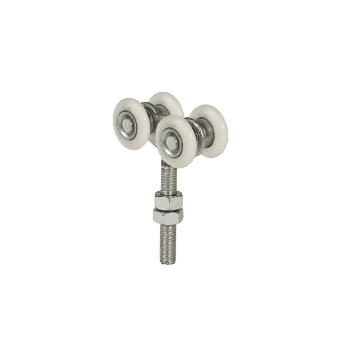Series 20 Double Axle Delrin Steel Wheel Hanger, M8 x 46mm Pin, 35Kg Capacity