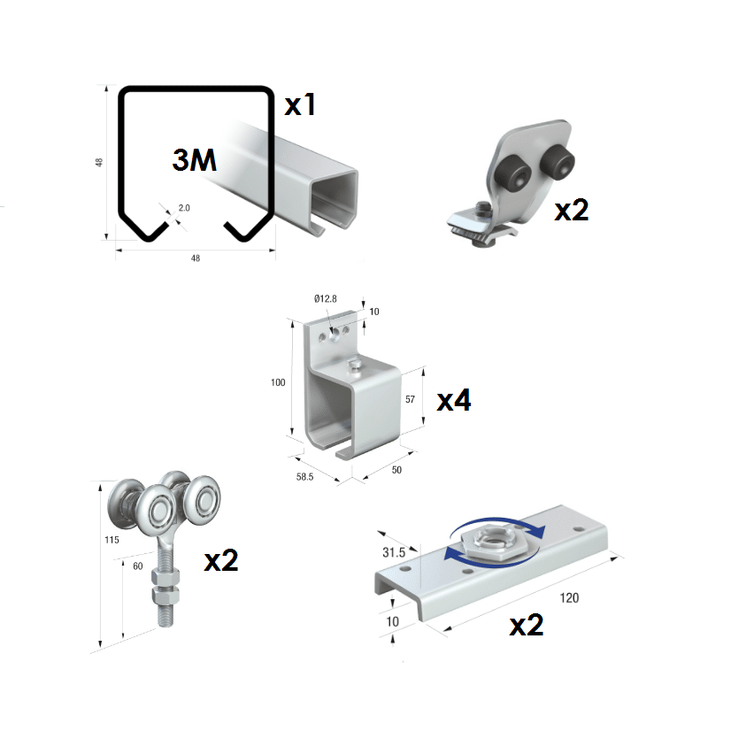 50 Series 3 Metre Single Door Kit - Max Door Weight: 440kg