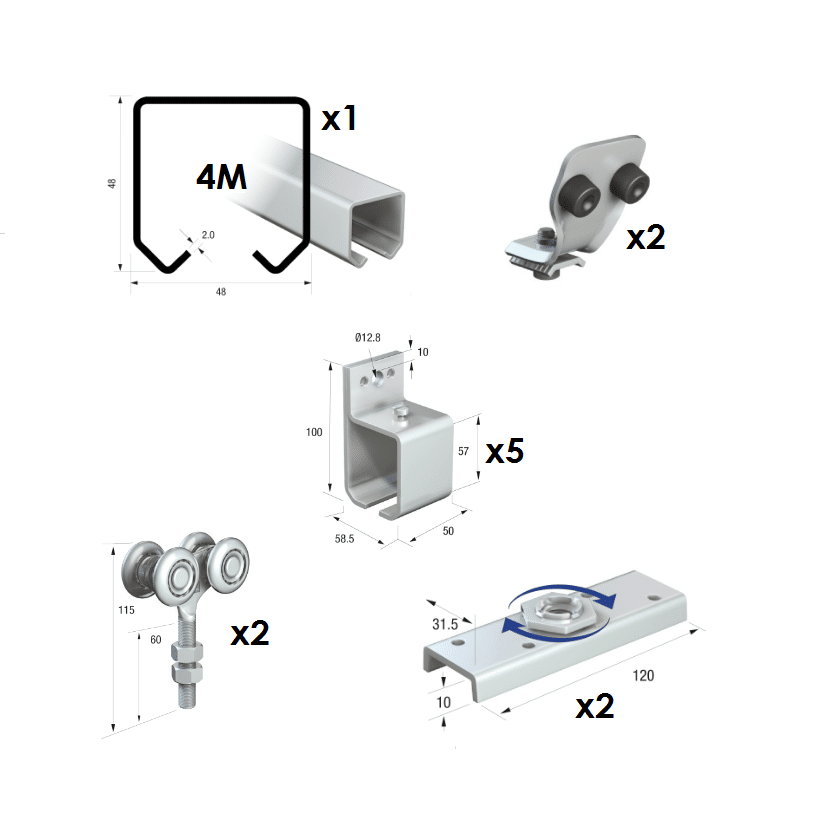 50 Series 4 Metre Single Door Kit - Max Door Weight: 440kg