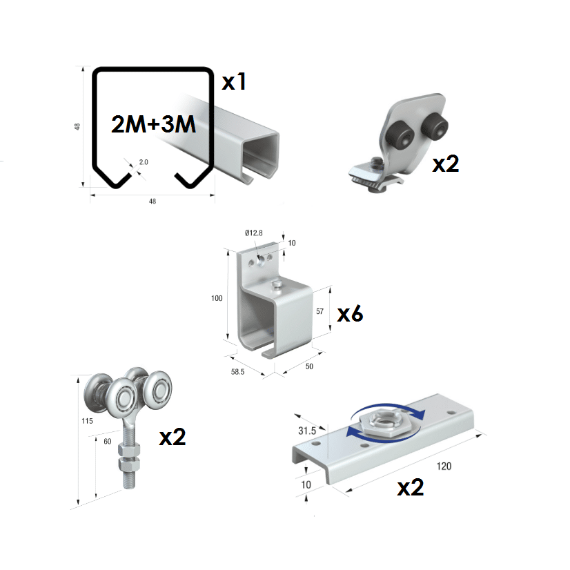 50 Series 5 Metre Single Door Kit - Max Door Weight: 440kg
