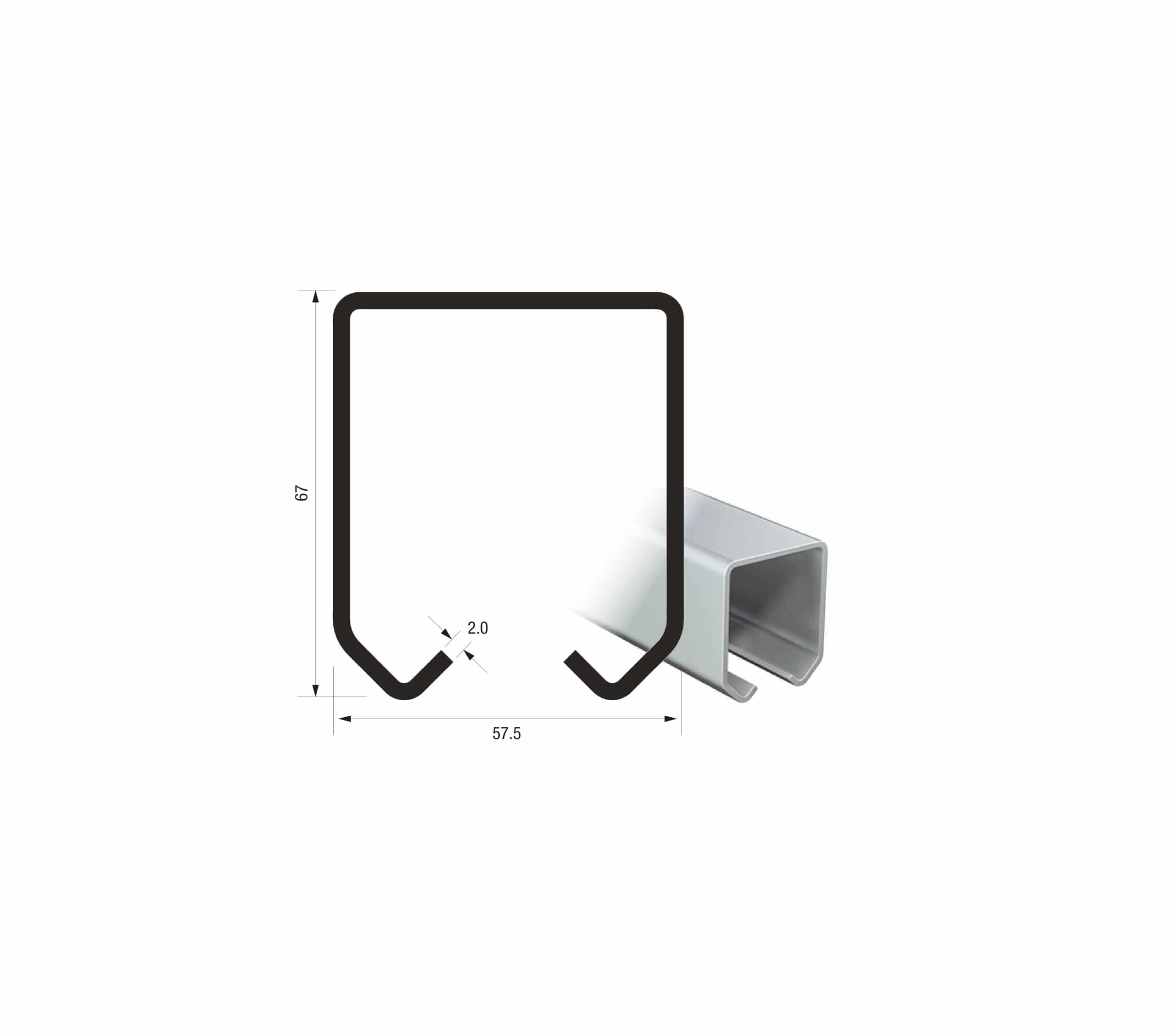 Series 250 2m Galvanised Steel Upper Track