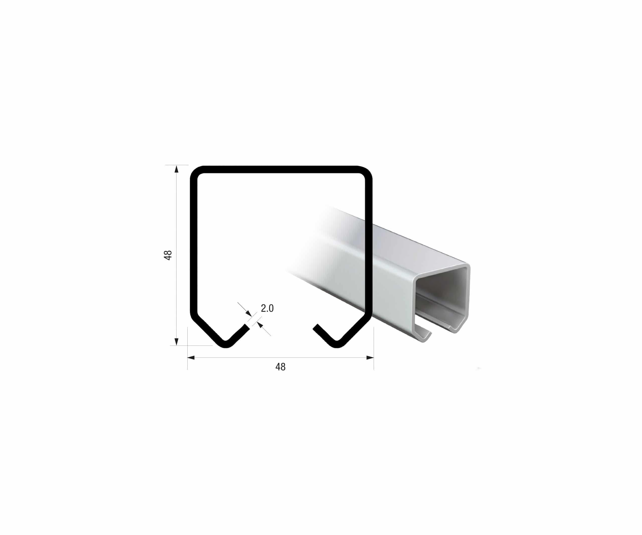 Series 50 2m Galvanised Steel Upper Track