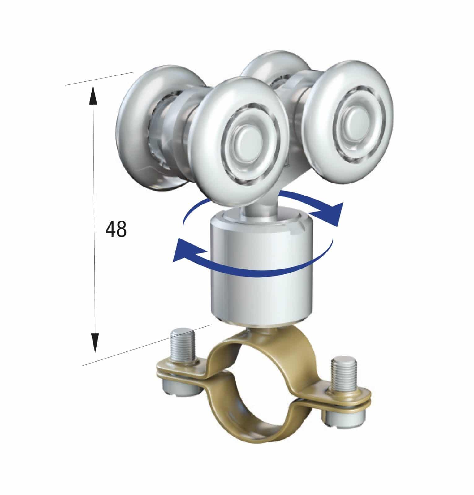 Series 20 Double Axle Rotating Steel Wheel Hanger With 32mm Dia