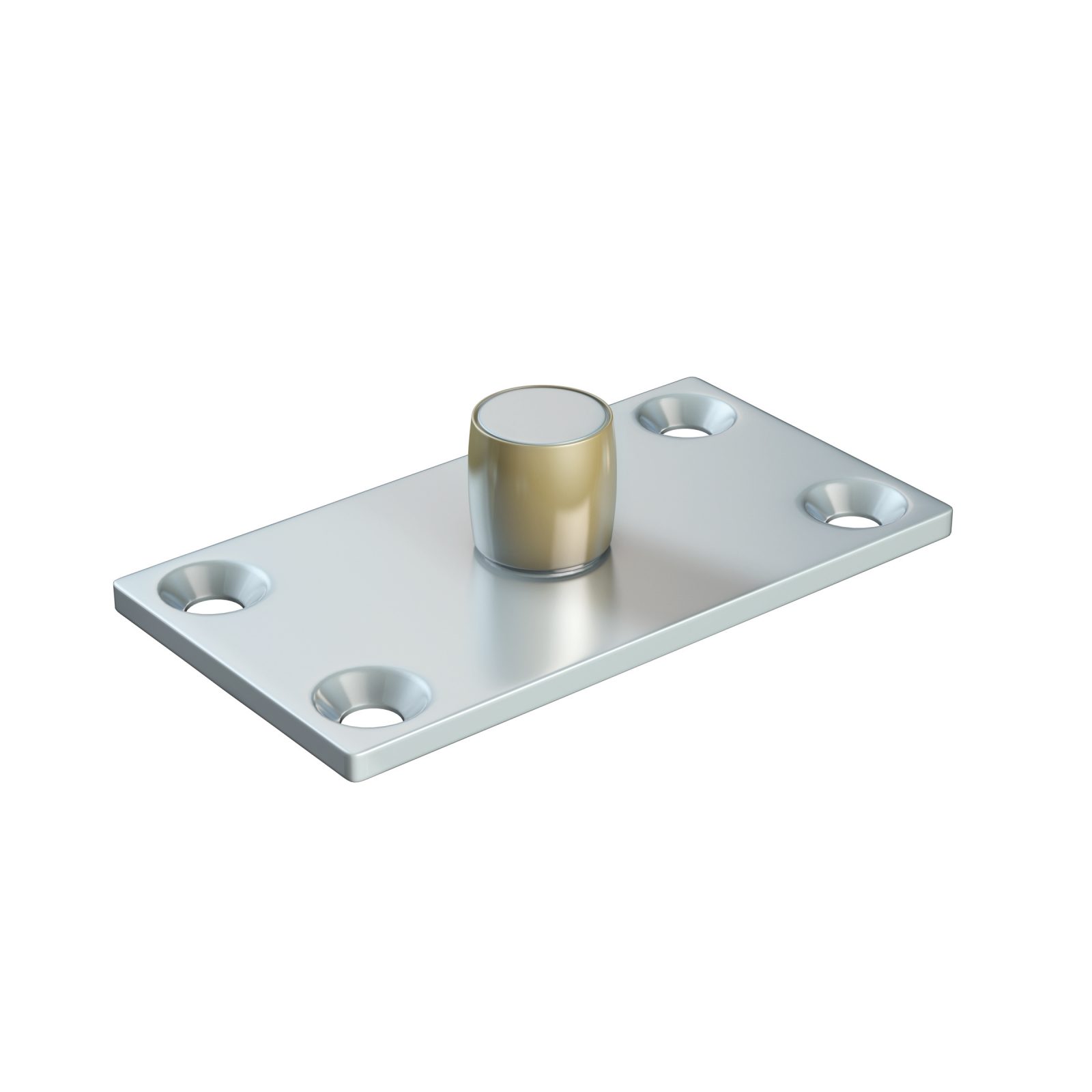 Series 20 14mm Diameter Brass Bottom Guide Roller, On Flat Steel Plate