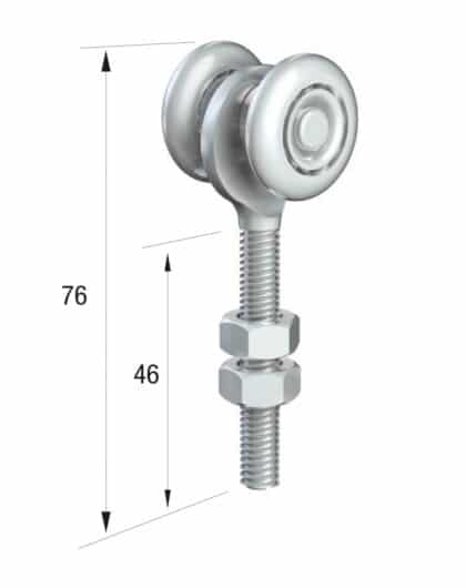 Series 20 Single Axle Steel Wheel Hanger, M8 x 46mm Pin, 35Kg Capacity