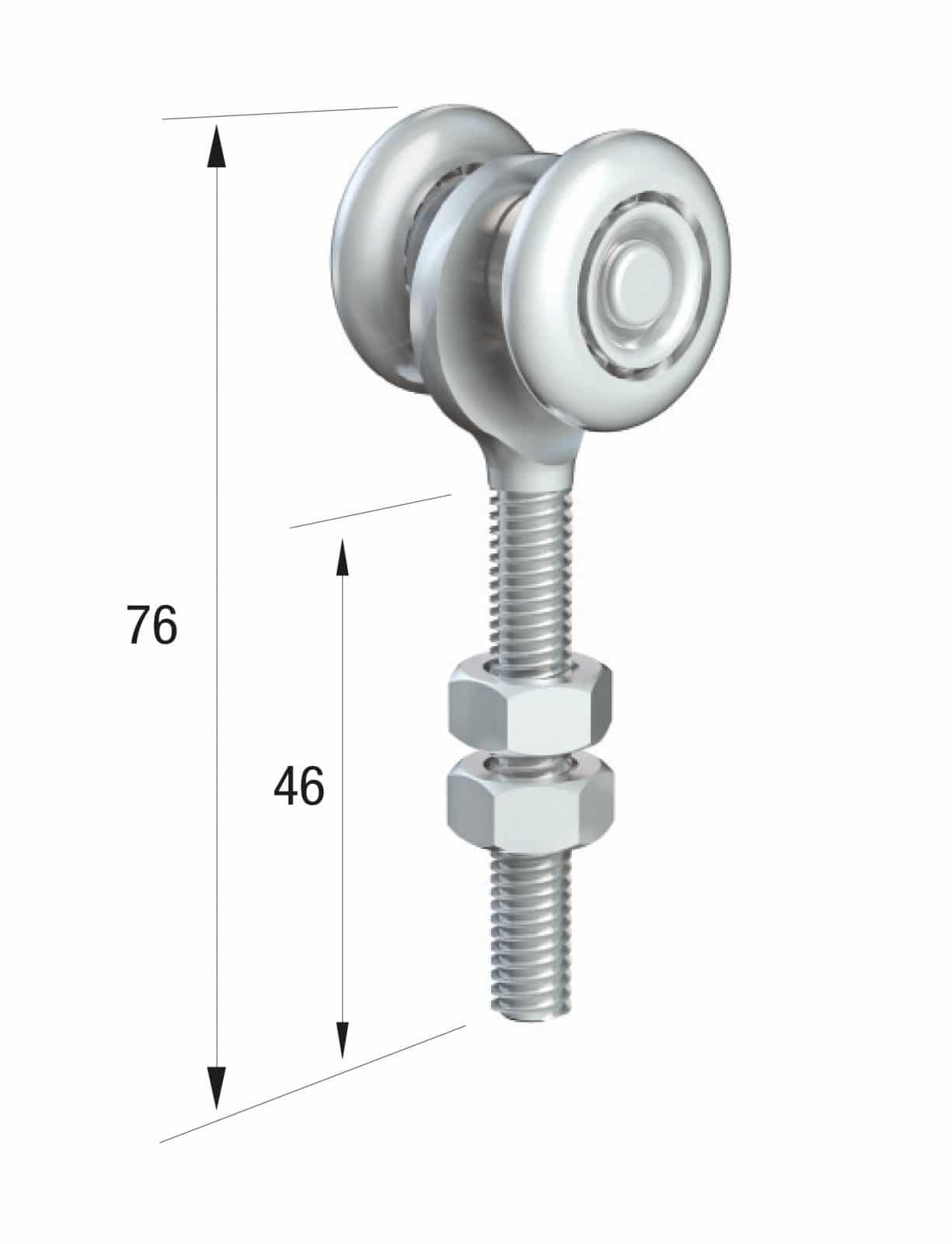 Series 20 Single Axle Steel Wheel Hanger, M8 x 46mm Pin, 35Kg Capacity