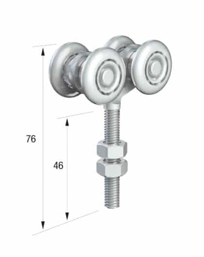 Series 20 Double Axle Steel Wheel Hanger, M8 x 46mm Pin, 45Kg Capacity