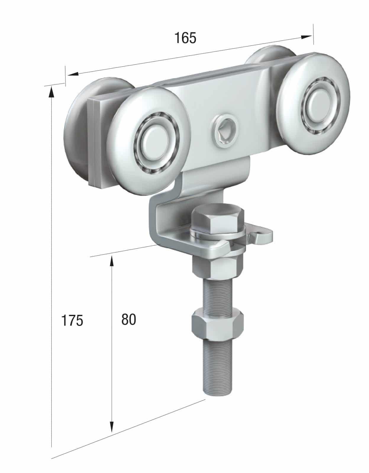 Series 250 Double Axle Steel Wheel Hanger With Cranked Mounting Plate, 280Kg Capacity