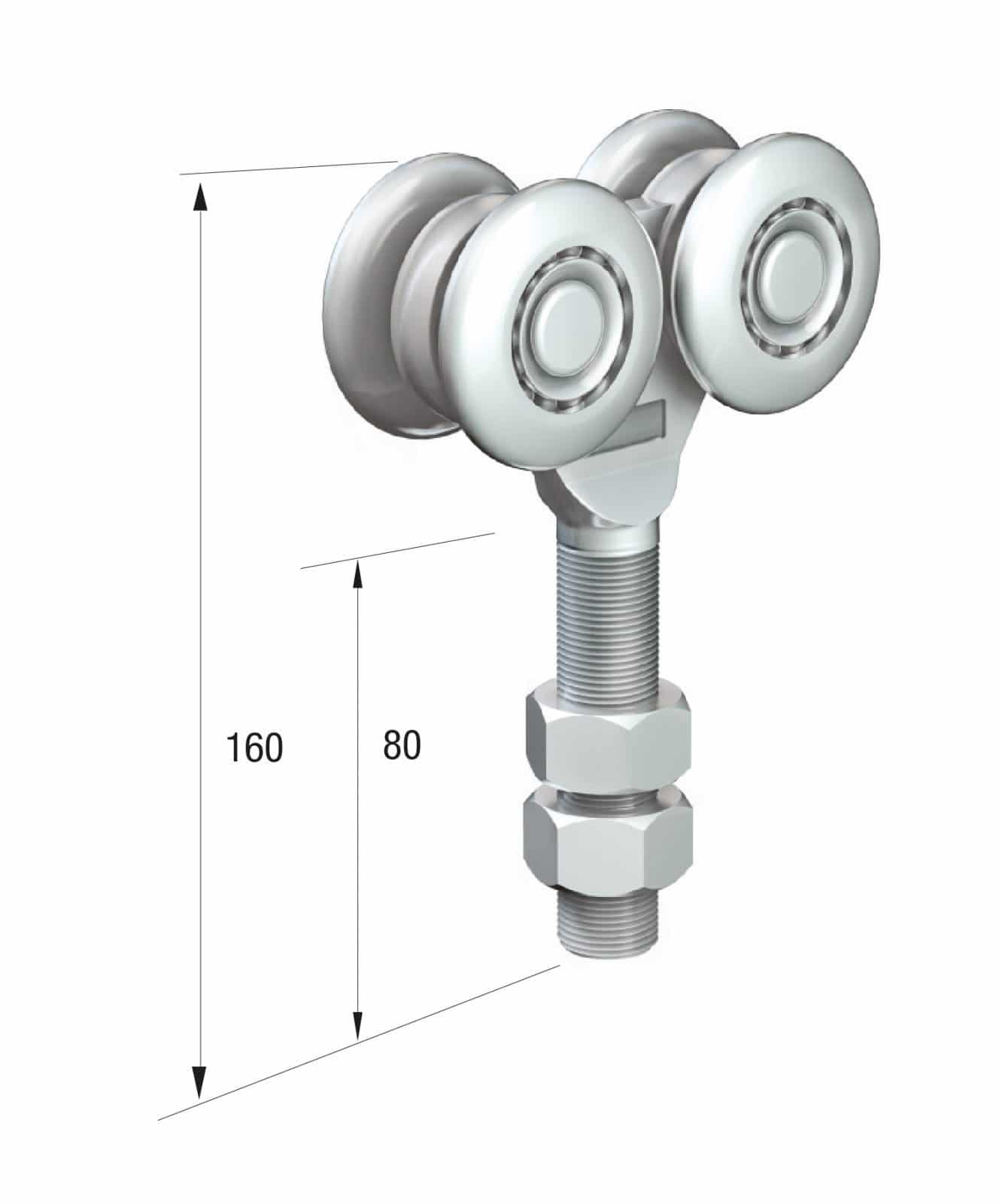 Series 250 Double Axle Steel Wheel Hanger, M20 x 80mm Pin, 500Kg Capacity