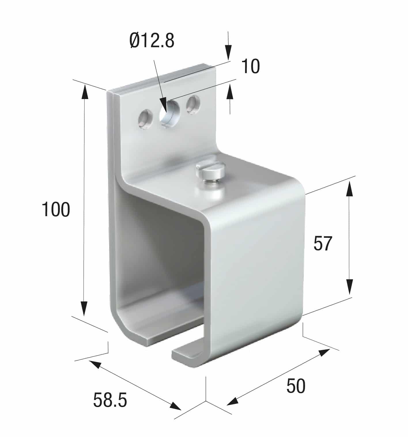 Series 50 Face Fixing Track Support Bracket For Galvanized Steel Top Track