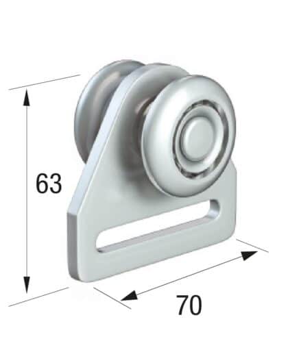 Series 50 Single Axle Steel Wheel Hanger, 70 x 63mm Fixing Plate, 160Kg Capacity