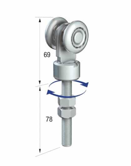 Series 50 Single Axle Rotating Steel Wheel Hanger, M12 x 78mm Pin, 160Kg Capacity