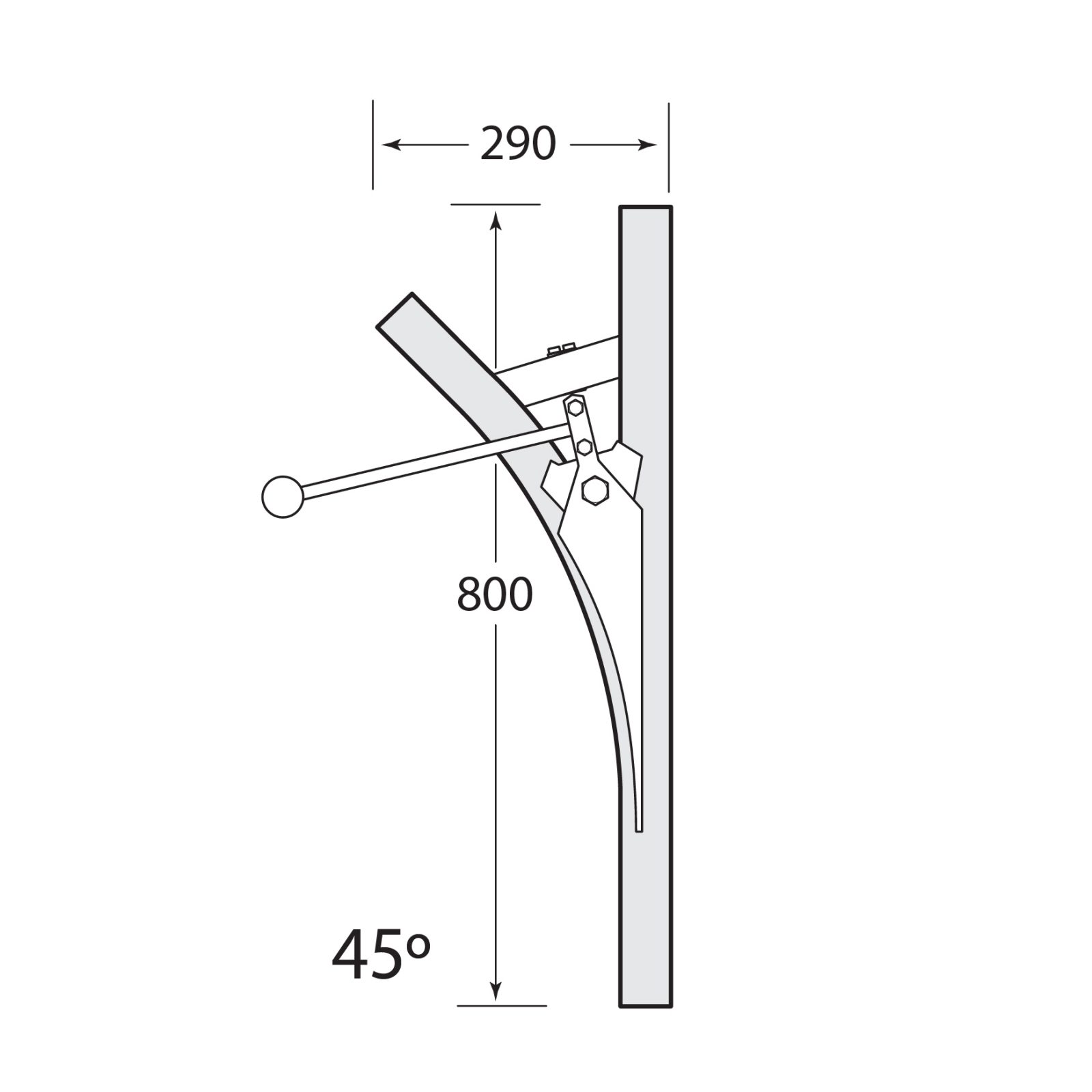 Multirail Track Switch, One Direction 45° LH