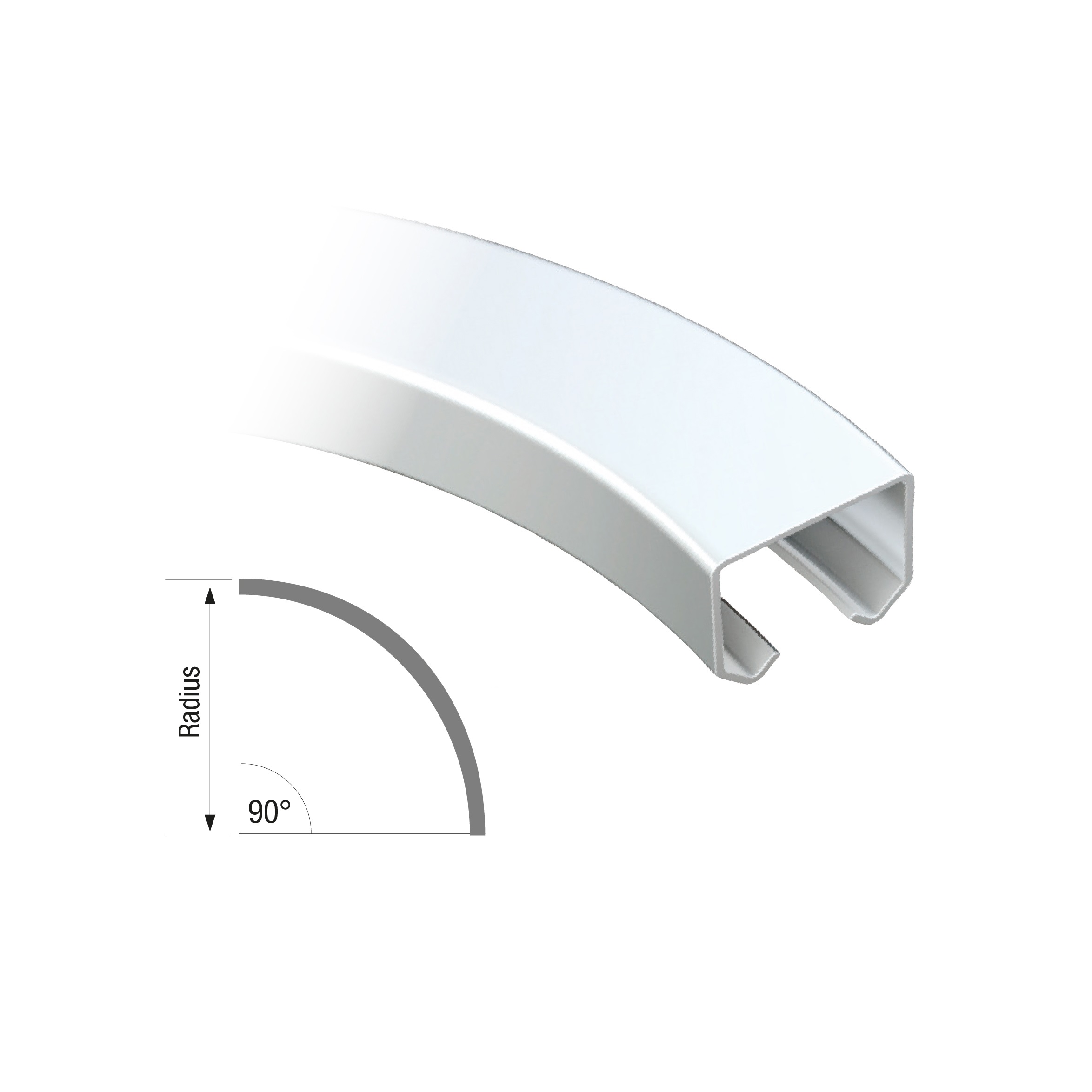 Series 20 1m Radius Curved Galvanized Steel Top Track