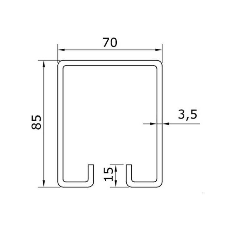 Series 2000 3m Galvanized Steel Top Track spec