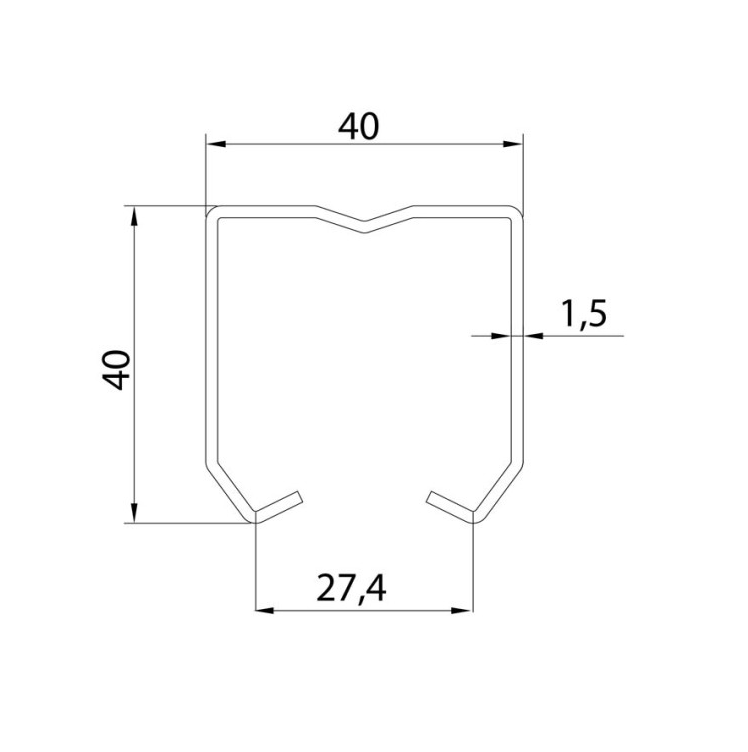 Series 300 - 316 Grade Stainless Steel Top Track 3 metre 300-472 - Spec