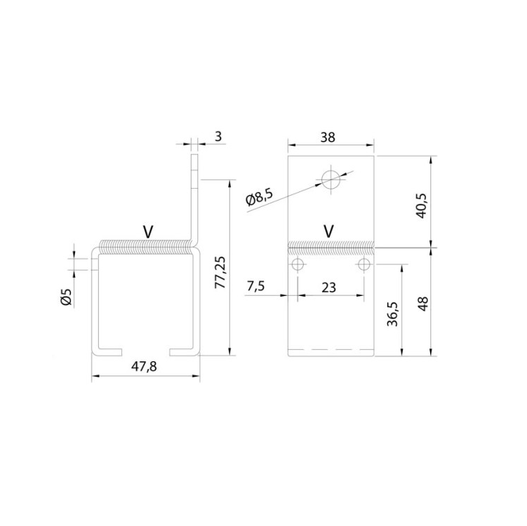 Series 300 st/st 316 grade face fix bracket 300-47850 - Spec