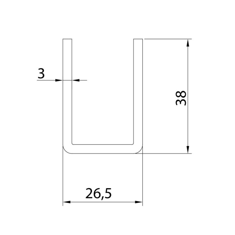 Series St/St 316 Grade Bottom Guide Channel, 3 Metre 300-486 - Spec
