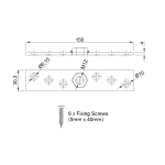 Series St/St 316 Grade Suspension Plate Set for Wooden Doors, Pair